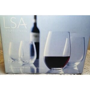 LSA International Stemless Red Wine Glasses Set of 4 Handmade Crystal 22.5oz
